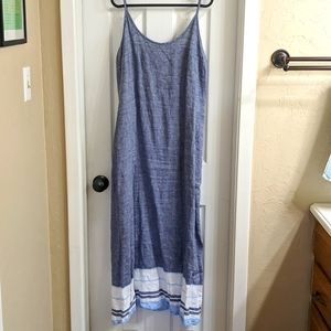 Artisan NY 100% linen maxi dress chambray size Medium